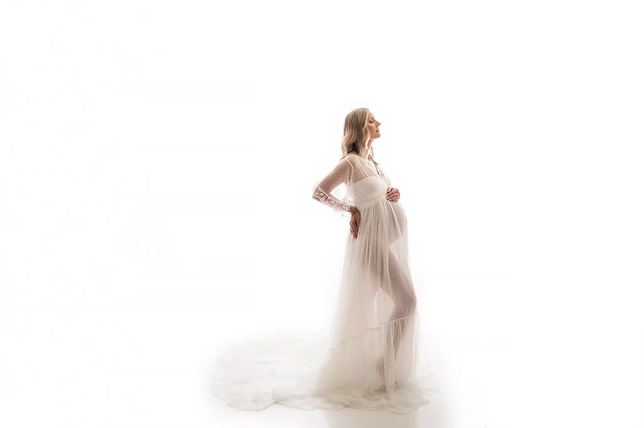 classy white maternity dress photoshoot