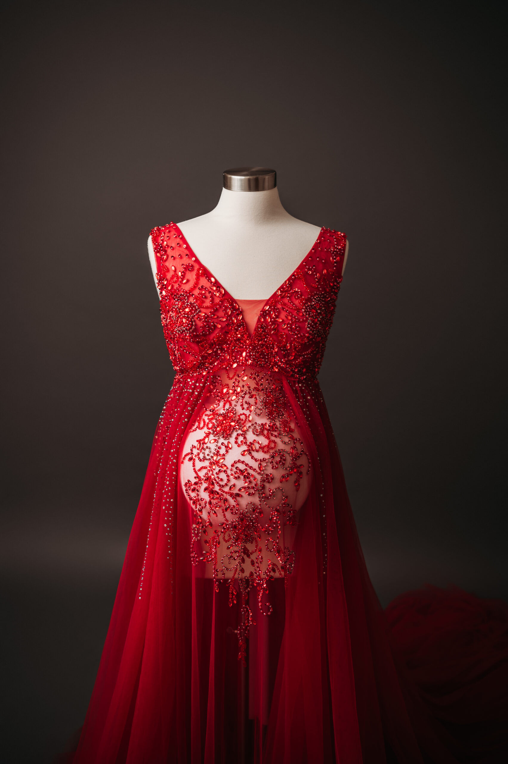 red luxury maternity gown