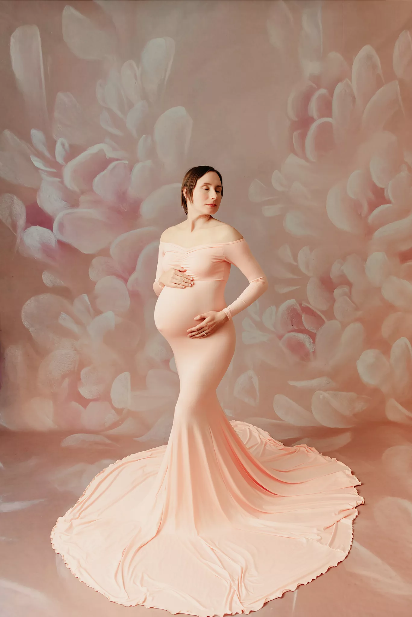 pink maternity gown